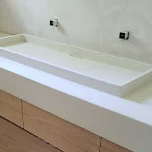 Shallow Concrete Trough Vessel Sink With Countertop - Concrete Designs