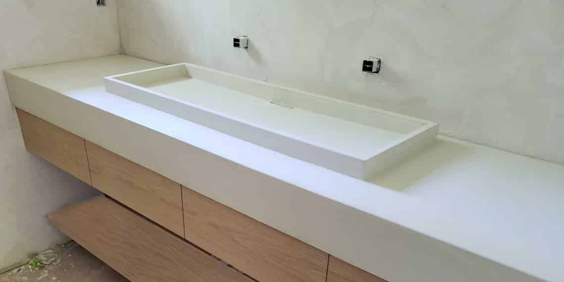 shallow wave concrete rectangular vessel bathroom sink