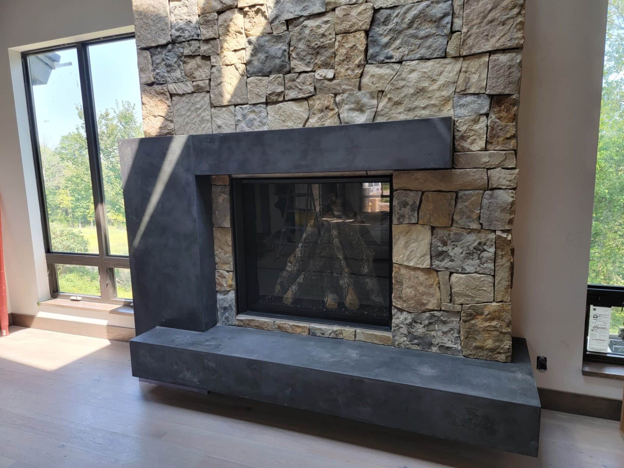 Concrete fireplace custom surround